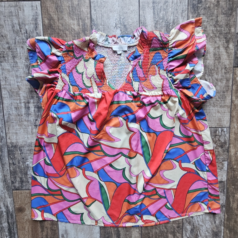 NWOT Anthropologie Entro Mallory Top - Flirty, Boho, Disco Chic, Blouse, Size M